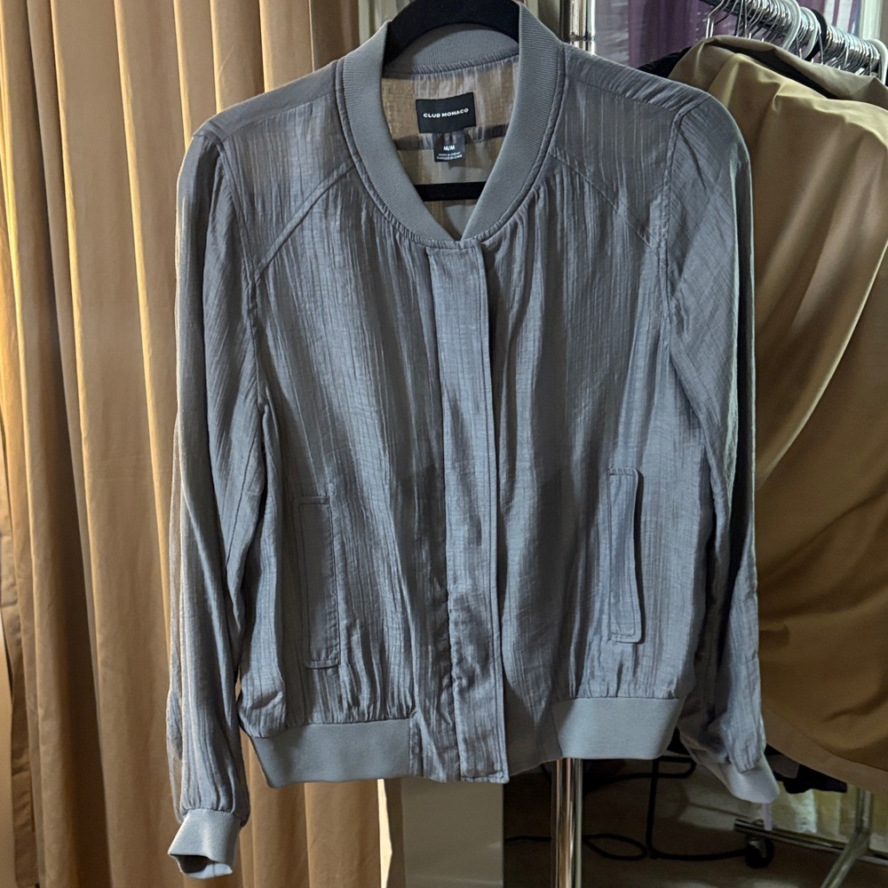Club Monaco Silver Bomber Jacket Sz M